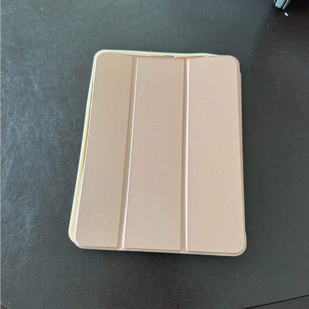 Light Pink Tri-Fold Tablet Cover with Leather-Like Texture